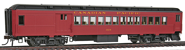 Heavyweight 65' Branchline Combine w/Lights - Ready to Run -- Canadian Pacific (maroon, black Roof)