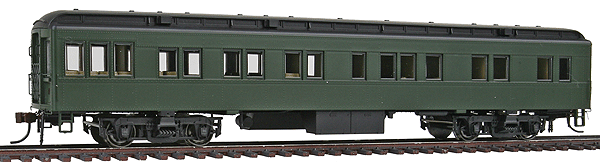 Heavyweight 65' Branchline Solarium-Observation w/Lights - Ready to Run -- Painted, Unlettered (Pullman Green)