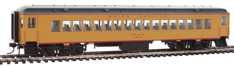 Heavyweight 65' Branchline Coach w/Lights - Ready to Run -- Union Pacific #1068 (Armour Yellow, gray, red)