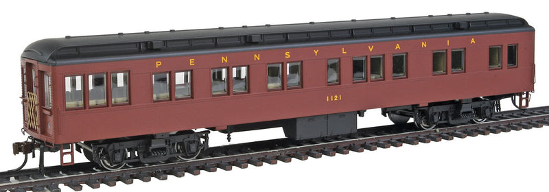 Heavyweight 65' Branchline Solarium-Observation w/Lights - Ready to Run -- Pennsylvania Railroad #1121 (Tuscan, Futura Lettering)
