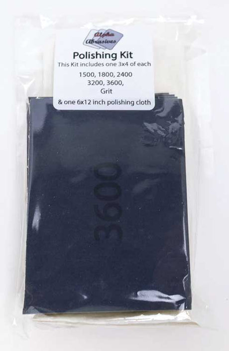 Foam Pads Polishing Kit -- 1 Each: 3 x 4" 1500, 1800, 2400, 3200, 3600 Grit & 6 x 12" Polishing Cloth