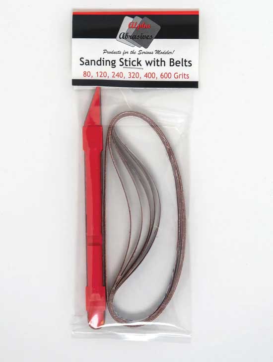 Sanding Stick with Abrasive Belts -- Includes 1 Each: 80, 120, 240, 320, 400, 600 Grit Belts-2