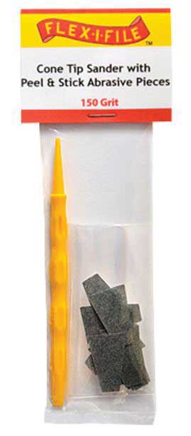 Cone-Tip Sander -- 150 Grit Abrasive Pieces (10) & Handle
