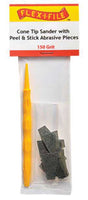 Cone-Tip Sander -- 150 Grit Abrasive Pieces (10) & Handle