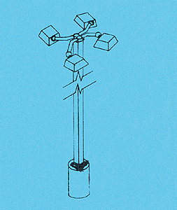 Light Poles w/Light Heads (Nonworking) pkg(2) -- For Yards, Industrial, Engine Facility, Etc.