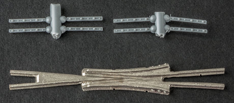 Code 70 #6 Self-Guarded Turnout/Switch Frog w/Railbars -- White Bronze