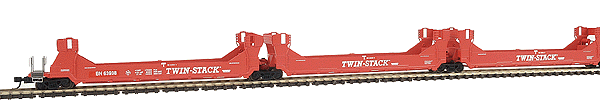 Twinstack 5 unit Intermodal Car w/Knuckle Coupler -- BN (red)