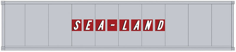 40' Sheet & Post Standard-Height Container 2-Pack -- Sea-Land (Early, gray, red)