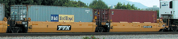 Maxi Stack III Short Stack 5-Unit Container Car w/40' Wells -- TTX #1
