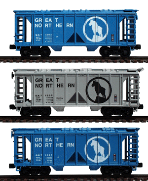 2-Bay Rib-Sided Covered Hopper 3-Pack -- Great Northern (Modern Logo)