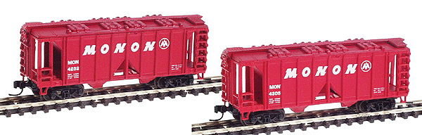 2-Bay Rib Side Covered Hopper 2-Pack -- Monon