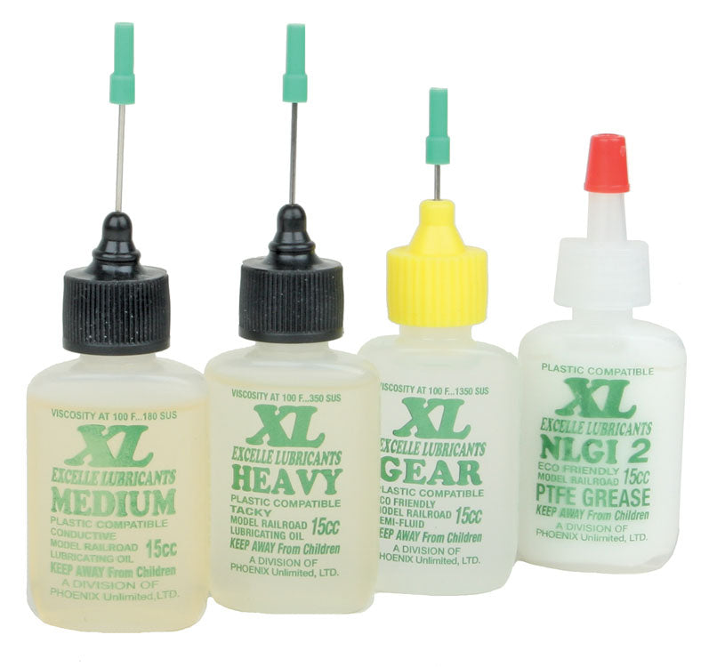 XL Lube Kit for O & G Scales -- One 1/2oz  15ml Bottle Each: Medium, Heavy, Gear & NLGI Grease 2