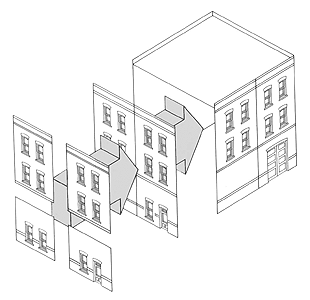 Modular Building System(TM) -- Street-Level Wall Sections with Arched Entry - Kit pkg(4)-1