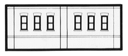 N Scale Modulars System(TM) (Plastic) -- Dock Level Windows pkg(3); 3-1/2" Wide x 1-13/32" High (8.7 x 3.5cm)-1