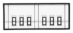 N Scale Modulars System(TM) (Plastic) -- Street level Windows pkg(3); 3-1/2" Wide x 1-13/32" High (8.7 x 3.5cm)-1