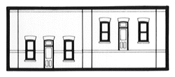 N Scale Modulars System(TM) (Plastic) -- Street/Dock Level Entry Doors pkg(3) 3-1/2" Wide x 1-13/32" High (8.7 x 3.-1