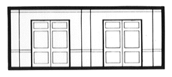 N Scale Modulars System(TM) (Plastic) -- Street Level Freight Door pkg(3); 3-1/2" Wide x 1-13/32" High (8.7 x 3.5cm-1