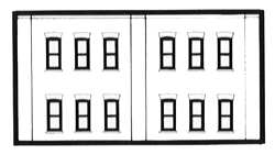 N Scale Modulars System(TM) (Plastic) -- Two-Story 12-Window pkg(3); 3-1/2" Wide x 1-15/16" High  8.7 x 4.8cm-1