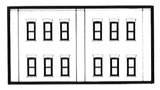 N Scale Modulars System(TM) (Plastic) -- Two-Story 12-Window pkg(3); 3-1/2" Wide x 1-15/16" High  8.7 x 4.8cm-1