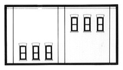 N Scale Modulars System(TM) (Plastic) -- Two-Story 6 Windows pkg(3); 3-1/2" Wide x 1-15/16" High (8.7 x 4.8cm)-1