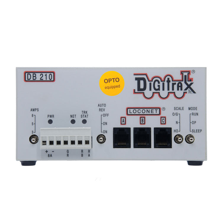 DB210-OPTO Single 3/5/8 Amp AutoReversing DCC Booster -- Opto-Isolated Version for Layouts w/Common-Rail Wiring