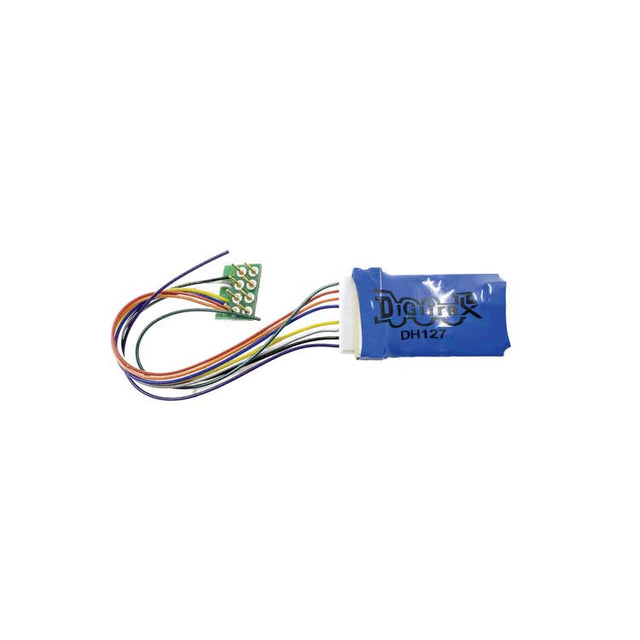 DH127P Series 7 Mobile DCC Control Decoder -- 8-Pin Medium Plug 1A/2A Peak, 2 FX7 Functions, 3.2" Wires