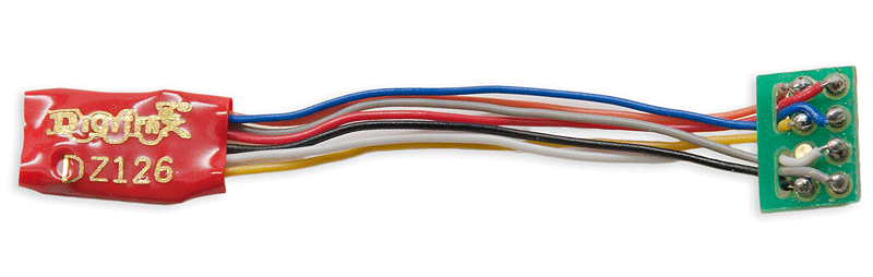 DZ126PS Series 6 Control Decoder for Z, N & HO -- Medium 8-Pin Plug, 1" Harness .455 x .369 x .126"  11.56 x 9.37 x 3.2mm
