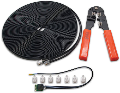 LocoNet Cable Maker Kit -- 50' Loconet Cable, Crimper Tool, LT1 Tester, 20 RJ12 Plugs