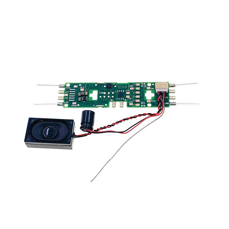 SDXH187K0 Mobile DCC Decoder -- Fits Kato Legacy & Similar, 1 Amp, 8 FX3 Functions, 8 Ohm 26x16x9mm Speaker