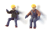 Maintenance-of-Way (MOW) / Work Train Equipment (Unpainted Metal Kit) -- Figures - Seated Equipment Operators with Hardhats pkg(6)