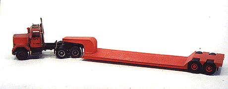 50' Equipment Transport Flatbed Trailer - Kit (Unpainted metal) -- Detachable Gooseneck - Fits Herpa & other Tractors (Not Included)