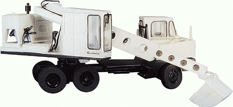 Maintenance-of-Way (MOW) / Work Train Equipment (Unpainted Metal Kit) -- Gradall Hydraulic Excavator w/Hy-Rail Wheels