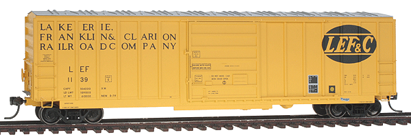Evans-USRE Early 5277 Boxcar - Ready to Run -- Lake Erie, Franklin & Clarion LEF #1138 (yellow, black, Large Logo)