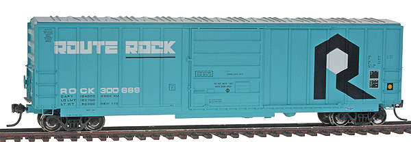 Evans-USRE Early 5277 Boxcar - Ready to Run -- Rock Island #300669 (blue, black, white, Route Rock Slogan)