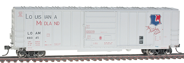Evans-USRE Early 5277 Boxcar - Ready to Run -- Louisiana Midland LOAM #88045 (white, blue, red)