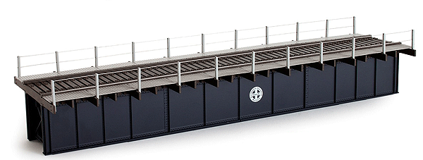 72' Deck Plate Girder Bridge Late Version w/Etched-Metal Walkways - Assembled -- Burlington Northern Santa Fe (black, Circle/Cross Logo)