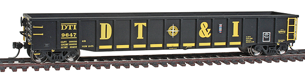 Thrall 2244 15-Panel Gondola w/Heavy Top Chord - Ready to Run -- Detroit, Toledo & Ironton #9647 (black, yellow, Billboard DT&I, Compass Logo