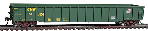 Thrall 2244 15-Panel Gondola w/Heavy Top Chord - Ready to Run -- Chicago & North Western #741024 (green, yellow, System Logo)