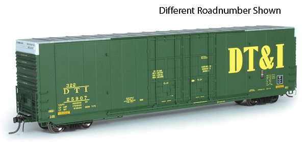 Greenville 60' Double Plug-Door Boxcar - Ready to Run -- Detroit, Toledo & Ironton #25926 (green, Large  yellow DT&I)