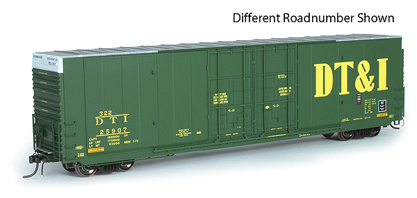 Greenville 60' Double Plug-Door Boxcar - Ready to Run -- Detroit, Toledo & Ironton #25928 (green, Large  yellow DT&I)