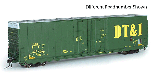 Greenville 60' Double Plug-Door Boxcar - Ready to Run -- Detroit, Toledo & Ironton #25931 (green, Large  yellow DT&I)