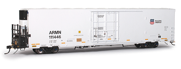 TrinityRail 64' TRINCool Reefer Phase III (Refrigerated Boxcar) - Ready to Run -- Union Pacific ARMN #111446 (white, Building America Logo)