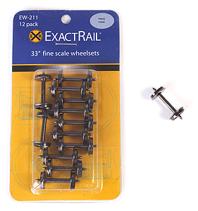 Fine Scale Brass Wheelsets -- 33" pkg(12 Axles)