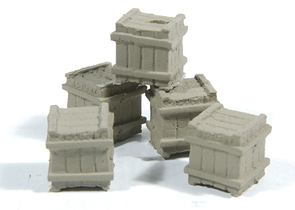 Small Square Crate (Cast Metal) -- Unpainted pkg(5)
