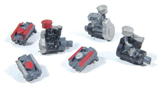 Auto Engines (Cast Metal) -- 2 Styles, Unpainted pkg(6)