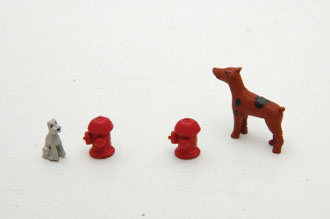 Dogs and Hydrants -- Unpainted Metal Castings 2 Each