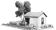 HOn3 Handcar Shed w/Car - Kit -- 2 x 3"  5 x 7.7cm