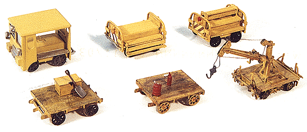 Track Crew Work Train Kit -- Includes 3 Speeders (Nonpowered), 2 Trailers & Trailer w/Small Crane