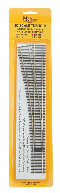 Code 83 Ladder Track System Turnout -- #5a Left Hand Standard