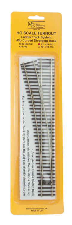 Code 83 Ladder Track System Turnout -- #5b Left Hand Curved Diverging Track